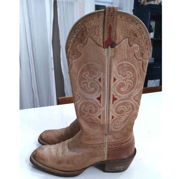 ARIAT Madrina macchiato/ red western boots women's size 8B square toe cowgirl - Picture 2 of 9